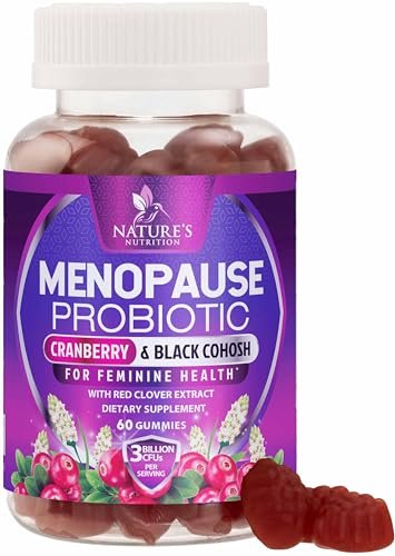 Wechseljahre Gummibärchen - Komplette Probiotika für Frauen - Fortgeschrittene Linderung mit Traubensilberkerze & Cranberry - Unterstützung bei Hitzewallungen & Nachtschweiß - 60 Stück