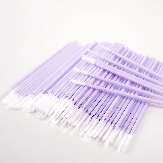 i-Laesh 200 Stück Mikroapplikatoren für Wimpernverlängerungen - Längliche Microbrush-Applikatoren für präzise Wimpernverlängerungen - Ideal für Augen-, Dental- und Körperpflege - Lila (Pro Grip - Ersatz)