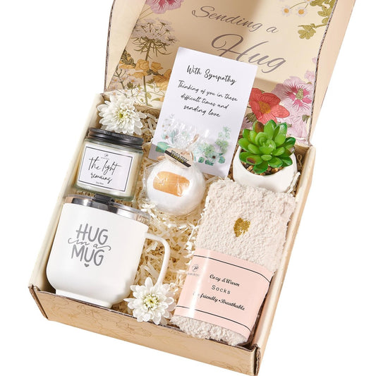Beileidsgeschenk-Korb | Kondolenzgeschenk für Verlust eines geliebten Menschen | Trauergeschenk für Papa, Mama, Schwester, Freund | Mitfühlendes Care-Paket