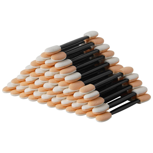 Cuttte Lidschatten-Applikatoren Make-up-Pinsel - 60 Stück Einweg-Lidschattenpinsel, doppelseitige Lidschatten-Applikatorstäbchen, 6,2 cm Augen-Make-up-Werkzeuge, Schwarz