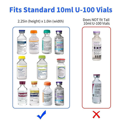 Mviioe Insulin-Aufbewahrungsetui – Kühlschrankgeeignete Tragetasche für 10ml Insulinfläschchen, 6 Slots, herausnehmbares Schaumstoffdesign, schwarz