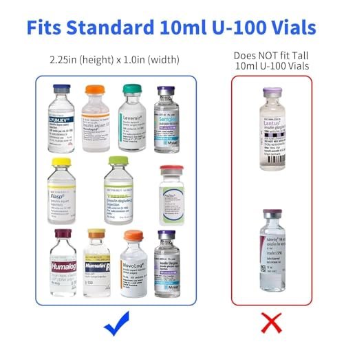 Mviioe Insulin-Aufbewahrungsetui – Kühlschrankgeeignete Tragetasche für 10ml Insulinfläschchen, 6 Slots, herausnehmbares Schaumstoffdesign, schwarz