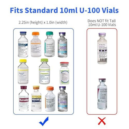 Mviioe Insulin-Aufbewahrungsetui – Kühlschrankgeeignete Tragetasche für 10ml Insulinfläschchen, 6 Slots, herausnehmbares Schaumstoffdesign, schwarz