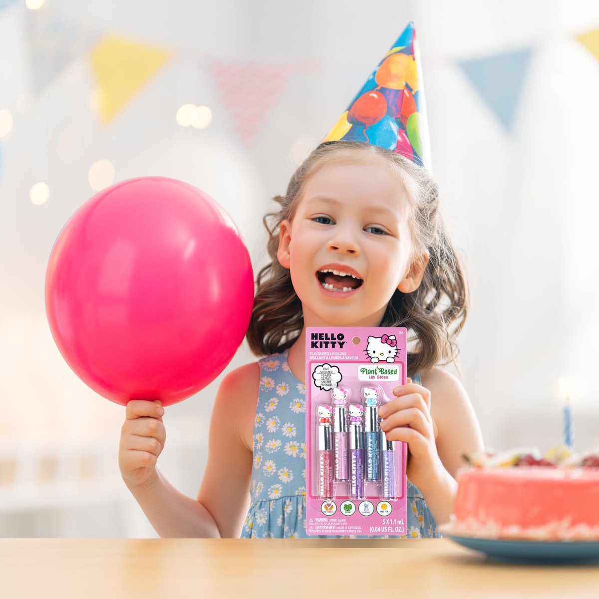 Hello Kitty 5-teiliges pflanzliches, feuchtigkeitsspendendes Lipgloss-Set für Mädchen, Kinder und Kleinkinder – perfekt für Partys, Übernachtungen, Makeover und als Geburtstagsgeschenk für Mädchen ab 3 Jahren von Townley Girl