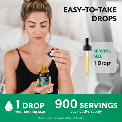USDA Bio-Öl des Oreganos - Flüssige Tropfen mit Vitamin E - Nahrungsergänzungsmittel für Immununterstützung, Verdauungsgesundheit & Antioxidantien - GMO-frei, vegan & natürlich - 30 ml