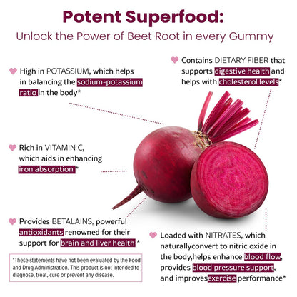 WellPath Rote-Bete-Gummis (Zuckerfrei - Heidelbeergeschmack) 1500 mg | Rote-Bete-Gummis zur Blutdruckunterstützung | Super Stickoxid-Gummis | Leckere Beeren-Bonbons | Antioxidantien | 60 Stück