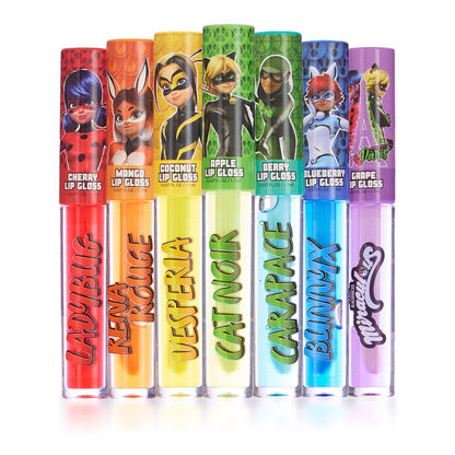 Miraculous 7-teiliges Lipgloss-Set – Zag Heroez Lipgloss-Kollektion mit aufregenden Fruchtgeschmacksrichtungen und Präzisionsapplikator-Lipgloss-Tuben mit Stäbchen