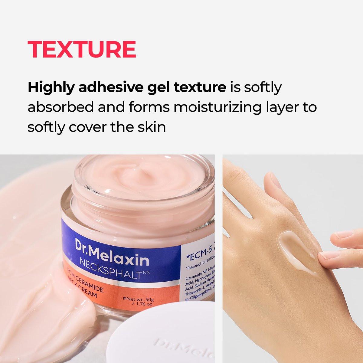 Dr.Melaxin Necksphalt Firming Cream mit ECM-5 20.000 ppm – Straffende & Liftende Halscreme gegen Falten & schlaffe Haut, mit Ceramiden & Kollagen für Elastizität & strahlenden Glanz, 50 ml