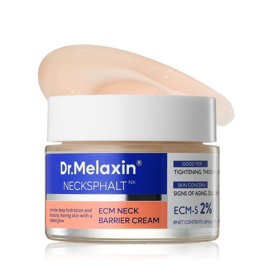 Dr.Melaxin Necksphalt Firming Cream mit ECM-5 20.000 ppm – Straffende & Liftende Halscreme gegen Falten & schlaffe Haut, mit Ceramiden & Kollagen für Elastizität & strahlenden Glanz, 50 ml