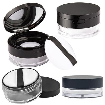 UARUOGP 2er-Set Nachfüllbarer Puderbehälter aus Kunststoff – 20g & 10g – Auslaufsicher mit Schwamm und Gitter für DIY Foundation