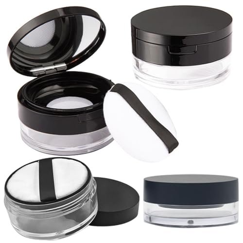 UARUOGP 2er-Set Nachfüllbarer Puderbehälter aus Kunststoff – 20g & 10g – Auslaufsicher mit Schwamm und Gitter für DIY Foundation