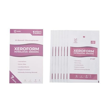 JUSORE Xeroform Petrolatum-Dressing 1" x 8" – 10 Stück nicht haftende Mullkissen, weiches Feingaze-Pflaster für Wundversorgung, Verbrennungen, Schürfwunden, Hauttransplantate und chirurgische Schnitte, 10 Einzelpackungen