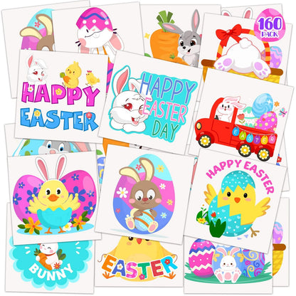 Ostergeschenke für Kinder – 160 temporäre Ostertattoos für Kinder, 2 Zoll, Aufkleber für Ostergeschenke, Osterdekoration, Partygeschenke für Jungen und Mädchen