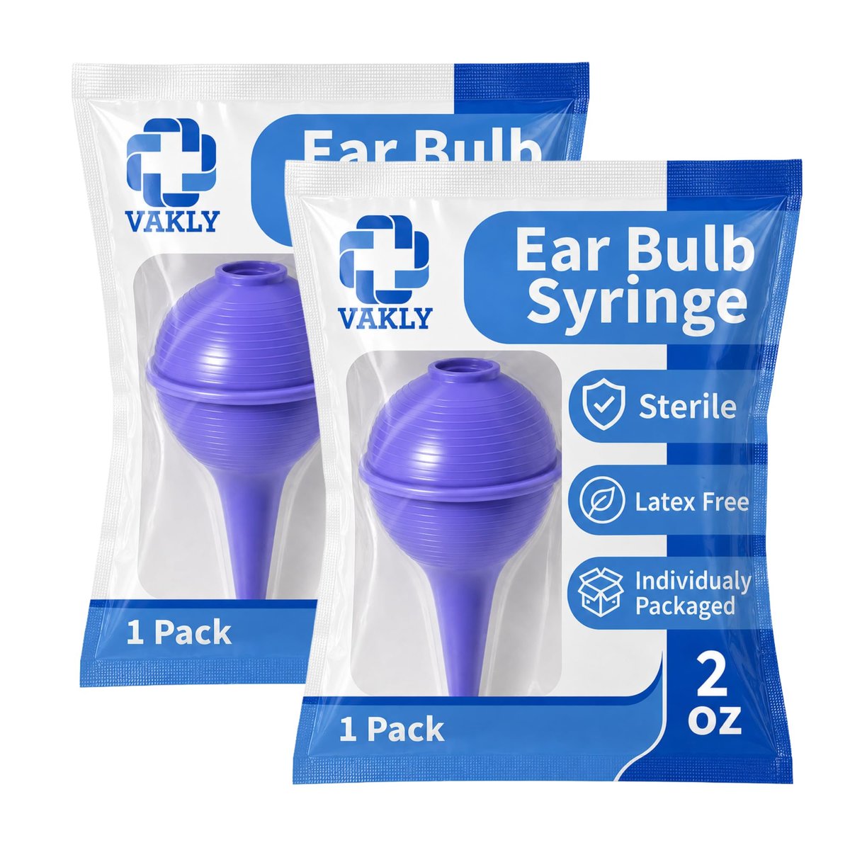 Vakly Gummibirne Ohrenspritze (2er-Pack) – Sterile Ohr- und Nasenreinigungssaugbirne zur Ohrenschmalzentfernung, sanfter Ohrenreiniger für Babys & Erwachsene
