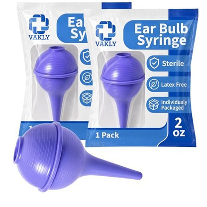 Vakly Gummibirne Ohrenspritze (2er-Pack) – Sterile Ohr- und Nasenreinigungssaugbirne zur Ohrenschmalzentfernung, sanfter Ohrenreiniger für Babys & Erwachsene
