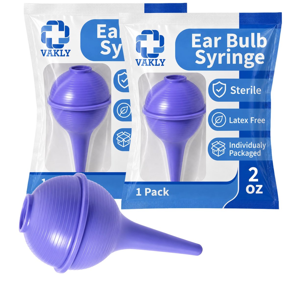 Vakly Gummibirne Ohrenspritze (2er-Pack) – Sterile Ohr- und Nasenreinigungssaugbirne zur Ohrenschmalzentfernung, sanfter Ohrenreiniger für Babys & Erwachsene