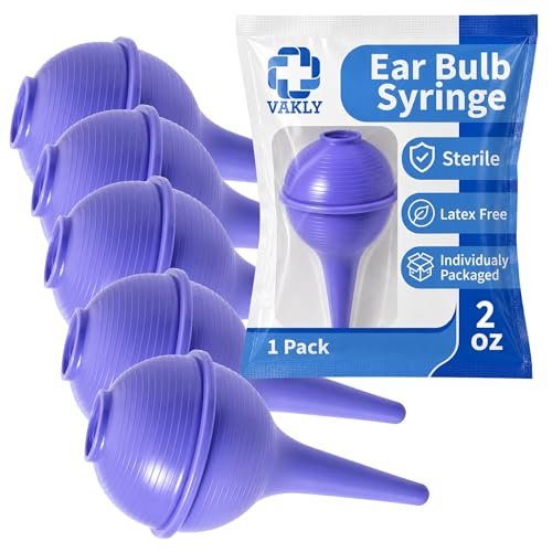 Vakly Sterile Bulb Syringe 2 oz (5er Pack) – Gummibirne zur Ohren- & Nasenreinigung, Ohrenschmalzentfernung & Spülung, einfache Handhabung für Baby & Erwachsene