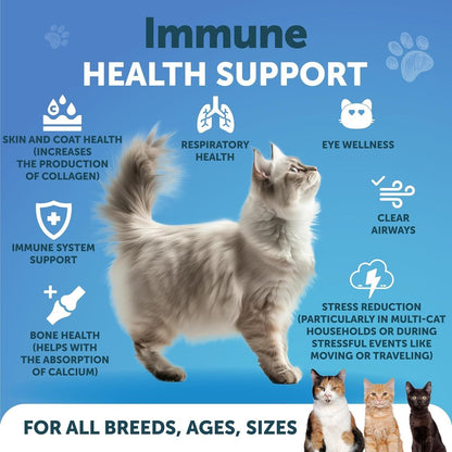 L-Lysin für Katzen - Lysinpulver Ergänzung - 900mg/Portion - Immununterstützung für Katzen & Kätzchen - Niesen, laufende Nase, tränende Augen, Erkältung, Augengesundheit, Atemwegsgesundheit - mit Taurin