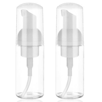 2er-Pack Schaumpumpflasche Reisegröße - Mini Mousse Schaumseifenspender, leere durchsichtige Plastikflasche nachfüllbar, 50 ml/1,7 oz für Gesichtsreinigung, Wimpernshampoo, Hautpflege