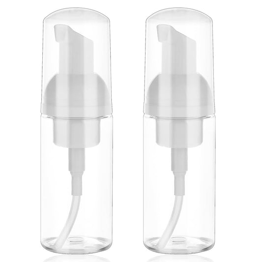 2er-Pack Schaumpumpflasche Reisegröße - Mini Mousse Schaumseifenspender, leere durchsichtige Plastikflasche nachfüllbar, 50 ml/1,7 oz für Gesichtsreinigung, Wimpernshampoo, Hautpflege