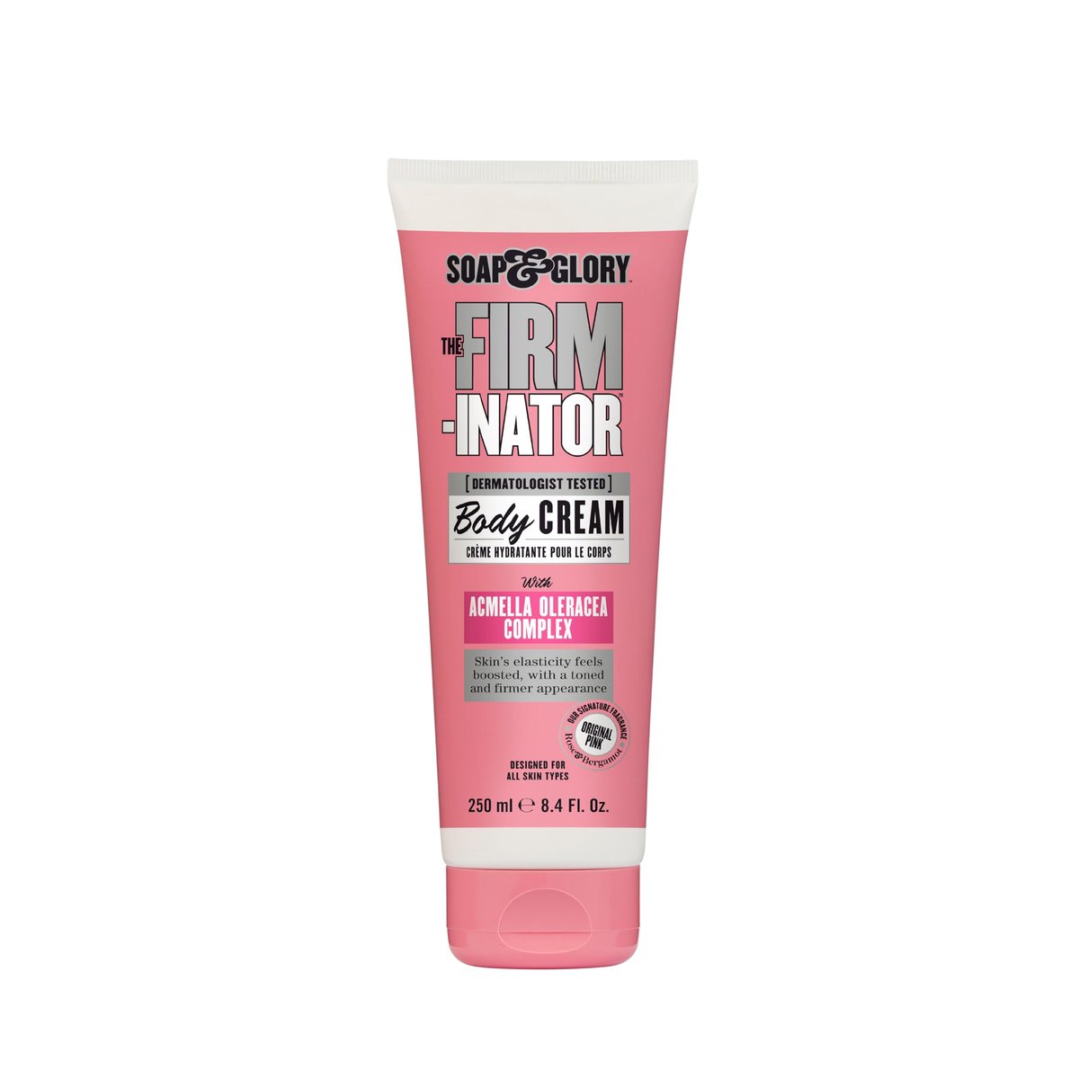 Soap & Glory The Firm-inator Body Cream – Festernde & straffende Körperlotion mit Sheabutter & Sonnenblumenkernöl (240 ml)
