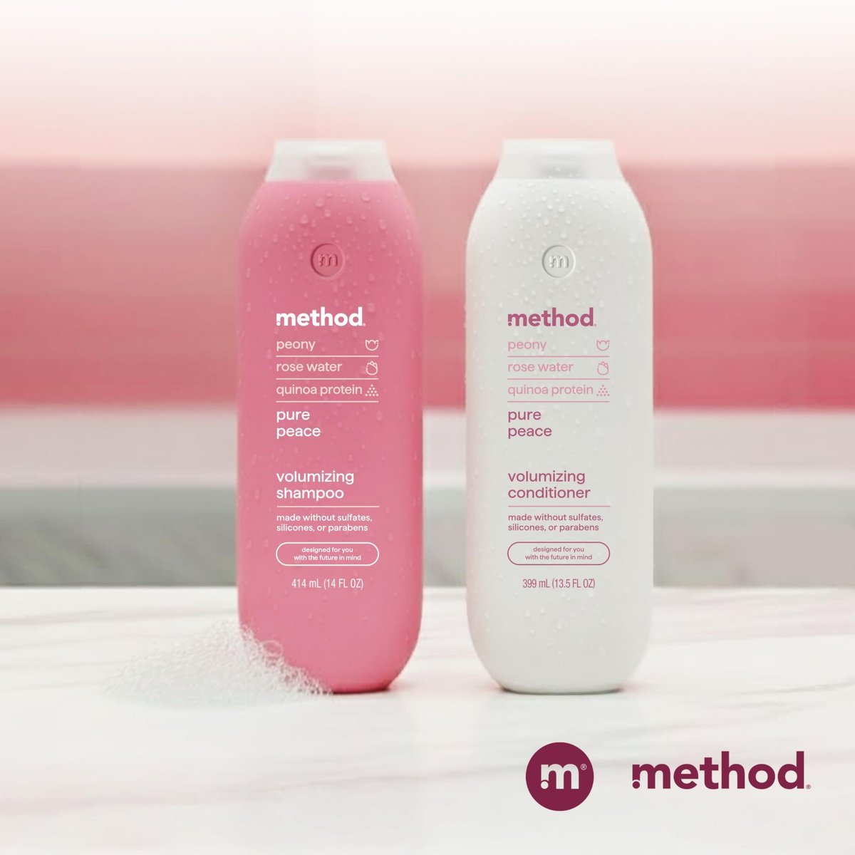 Method Volumisierender Conditioner, Pure Peace – für volleres, dickeres Haar und farbbehandeltes Haar – sulfatfrei, parabenfrei und tierversuchsfrei – 400 ml