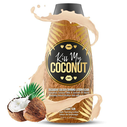 Kiss My Coconut - Bräunungsbett-Lotion, Hautweicher Goldbräune-Intensivierer mit Kokosmilch & Kakaobutter, kein Bräunungsbeschleuniger, Unisex Feuchtigkeitsspender für Innen/Außen von Elegant Sun