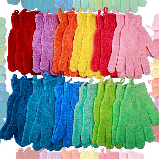 24 Stück Peeling-Handschuhe für die Dusche, 12 Farben, doppelseitige Peeling-Handschuhe für Körperpeeling, Massage, Spa, aus Nylon