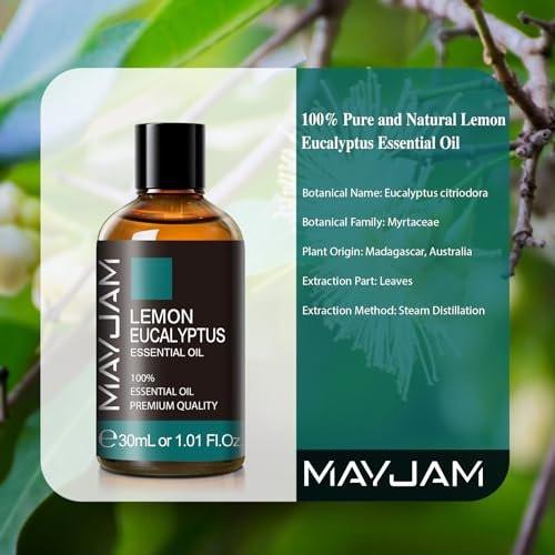 MAYJAM Zitronen-Eukalyptus-Öl 30 ml – 100% reines ätherisches Öl für Diffuser, Seifen- und Kerzenherstellung