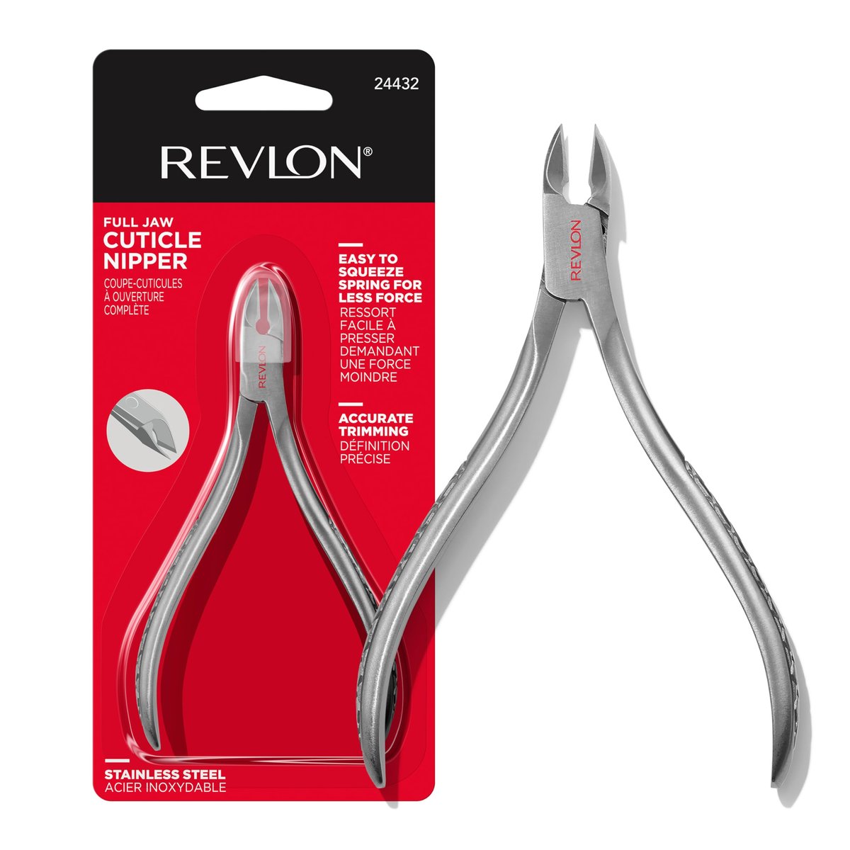 REVLON Full Jaw Cuticle Nipper – Präzise Nagelhautzange aus Edelstahl für professionelle Nagelpflege, 1 Stück