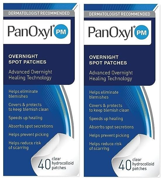PanOxyl PM Overnight Spot Patches – Hydrokolloid-Pflaster gegen Pickel, 40 Stück (2er-Pack), parfümfrei