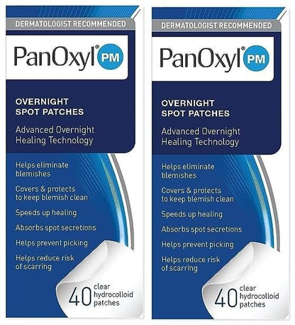 PanOxyl PM Overnight Spot Patches – Hydrokolloid-Pflaster gegen Pickel, 40 Stück (2er-Pack), parfümfrei