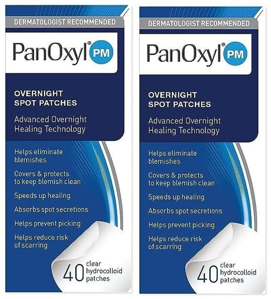 PanOxyl PM Overnight Spot Patches – Hydrokolloid-Pflaster gegen Pickel, 40 Stück (2er-Pack), parfümfrei