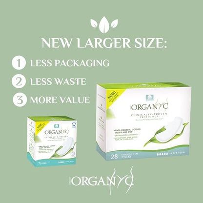 Organyc 100% Bio-Baumwoll-Binden für die Nacht, stärkste Menstruation, super saugfähig, 28 Stück