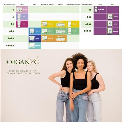 Organyc 100% Bio-Baumwoll-Binden für die Nacht, stärkste Menstruation, super saugfähig, 28 Stück