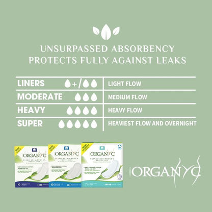 Organyc 100% Bio-Baumwoll-Binden für die Nacht, stärkste Menstruation, super saugfähig, 28 Stück