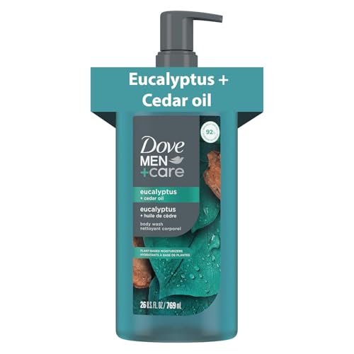 DOVE MEN + CARE Eukalyptus & Zedernöl Feuchtigkeitsspendendes Duschgel für Männer | #1 Dermatologen Duschgel für Männer, Sulfatfrei, Parabenfrei & Farbstofffrei | 26 oz