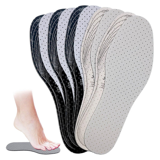 5 Paar Unisex Atmungsaktive Dämpfende Einlegesohlen, Dünne Schuhpolster, Ultrawelche Walking-Komfort, Doppelschicht-Latexschaum, Perforierte Einlagen passen in jeden Schuh für Herren 7-11 Damen 1-8 (Schwarz, Weiß)