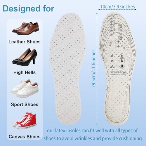 5 Paar Unisex Atmungsaktive Dämpfende Einlegesohlen, Dünne Schuhpolster, Ultrawelche Walking-Komfort, Doppelschicht-Latexschaum, Perforierte Einlagen passen in jeden Schuh für Herren 7-11 Damen 1-8 (Schwarz, Weiß)
