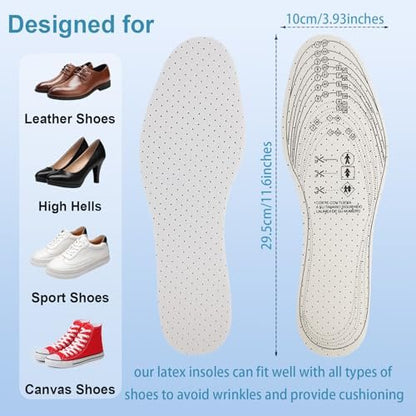5 Paar Unisex Atmungsaktive Dämpfende Einlegesohlen, Dünne Schuhpolster, Ultrawelche Walking-Komfort, Doppelschicht-Latexschaum, Perforierte Einlagen passen in jeden Schuh für Herren 7-11 Damen 1-8 (Schwarz, Weiß)
