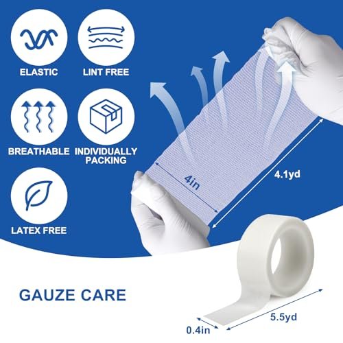 Navona Mullbinden 30er Pack, 10 cm x 3,7 m, einzeln gerollte Mullbinden, Mumienwickel, Premium-Wundwickelrollen