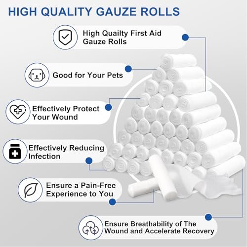 Navona Mullbinden 30er Pack, 10 cm x 3,7 m, einzeln gerollte Mullbinden, Mumienwickel, Premium-Wundwickelrollen