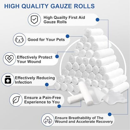Navona Mullbinden 30er Pack, 10 cm x 3,7 m, einzeln gerollte Mullbinden, Mumienwickel, Premium-Wundwickelrollen