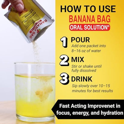 Banana Bag Oral Solution Packets – Sortenpaket 6er-Pack | Erfrischende Mischung aus Elektrolyten, Vitamin C und B-Komplex für Hydration und täglichen Energie-Kick – zu Hause, bei der Arbeit oder unterwegs