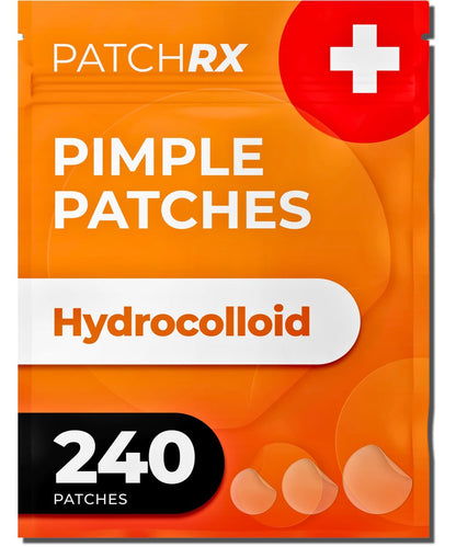 PatchRx Pickel-Pflaster für das Gesicht (240 Pflaster) – Hydrokolloid-Akne-Pflaster, Pickel-Sticker, Akne-Punkte, Pickel-Patches