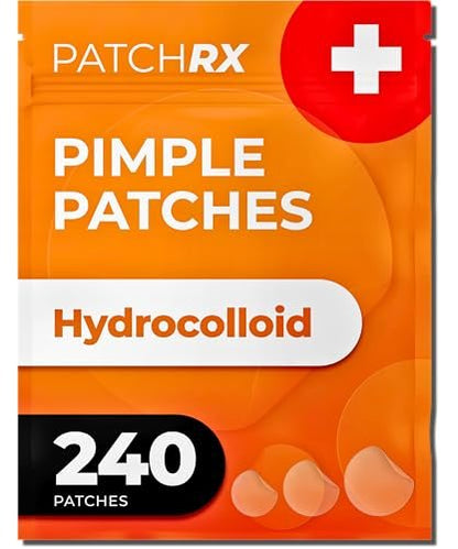 PatchRx Pickel-Pflaster für das Gesicht (240 Pflaster) – Hydrokolloid-Akne-Pflaster, Pickel-Sticker, Akne-Punkte, Pickel-Patches