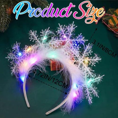 CAKURE LED Weihnachts-Stirnband mit Schneeflocken – Leuchtendes Weihnachtszubehör für Frauen