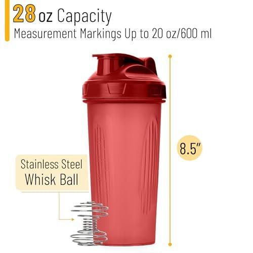 Mr. Pen Shaker-Flasche für Proteinmixe, 28 oz, auslaufsicherer Shaker-Becher mit Edelstahl-Drahtball für Proteinshakes und Pre-Workout - Rot, 1 Packung