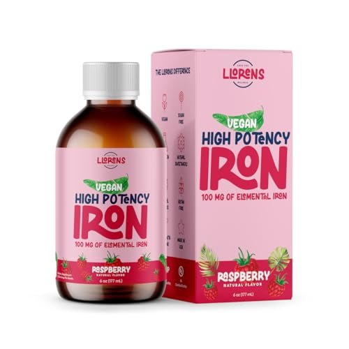 Eisenpräparat Flüssiges Eisen mit hoher Potenz für Frauen & Erwachsene von Llorens - 100 mg Polysaccharid-Eisen-Komplex zur Behandlung von Anämie und Eisenmangel (Himbeere, 177 ml)