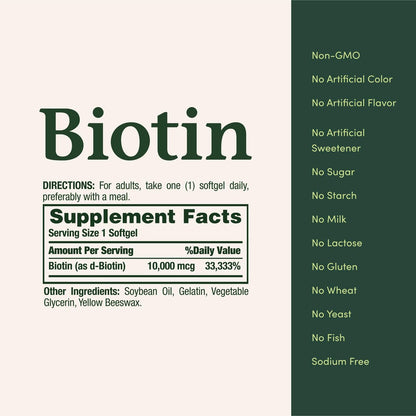 Nature's Bounty Biotin 10.000 mcg – 180 Rapid Release Softgels für Haare, Haut und Nägel